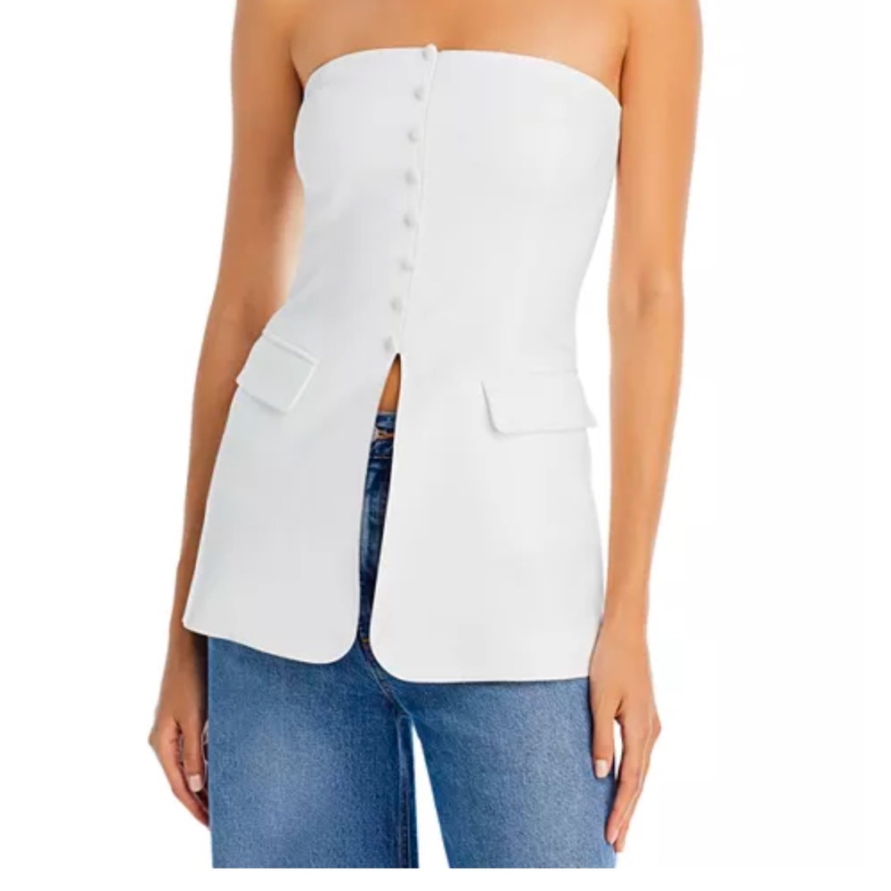NWT FORE White Strapless Top Covered Buttons Bridal Bride Wedding Classic